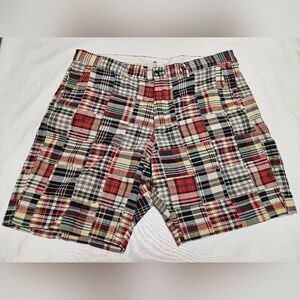 J CREW Shorts Patchwork Madras Plaid Mens Size 38 - 20 1/2" Length 100% Cotton